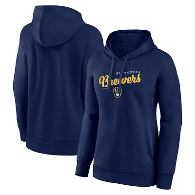 Sweat à capuche col en V et logo Triumphant des Milwaukee Brewers pour femme, bleu marine, style athlétique