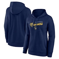 Sweat à capuche col en V et logo Triumphant des Milwaukee Brewers pour femme, bleu marine, style athlétique