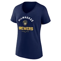 Women's Logo Athletic Navy Milwaukee Brewers Unrivaled V-Neck T-Shirt