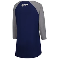 Women's Majestic Navy Milwaukee Brewers Raglan 3/4-Sleeve T-Shirt