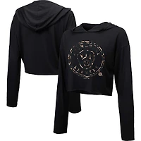 Majestic Threads Sweat à capuche court léopard noir Milwaukee Brewers pour femme