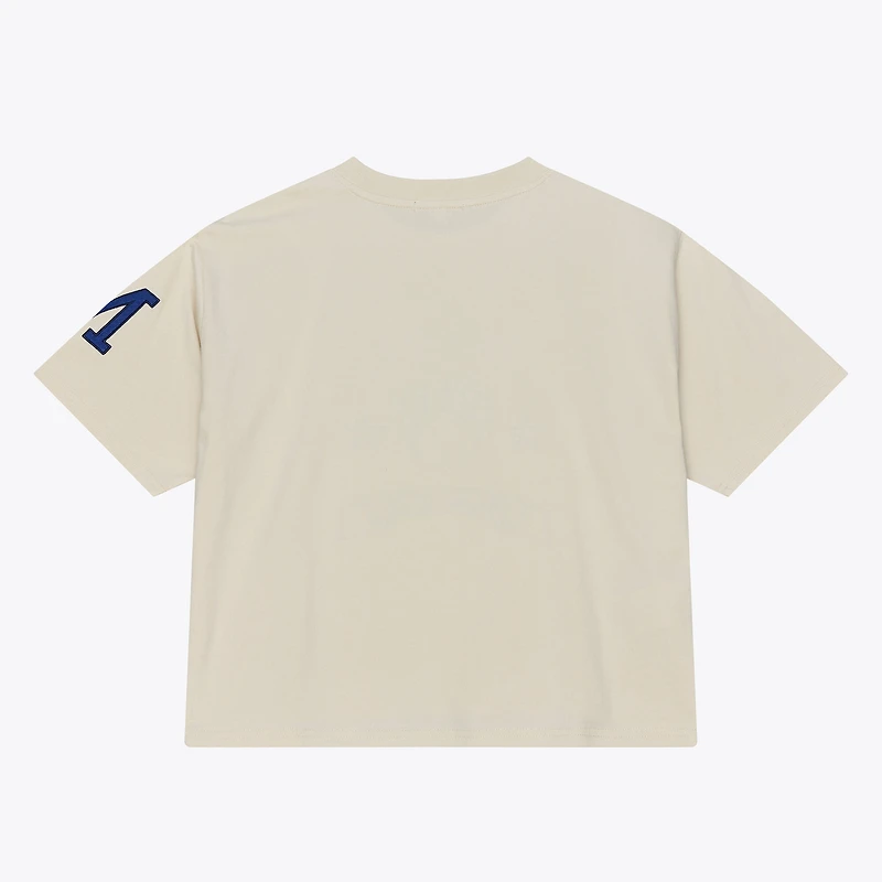 Women's Mitchell & Ness Cream Milwaukee Brewers Cooperstown Yacht Rock Boxy Cropped T-Shirt