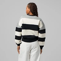 Women's Mitchell & Ness  Gray/Black Milwaukee Brewers Cooperstown Collection Blocked Fleece Pullover Sweatshirt