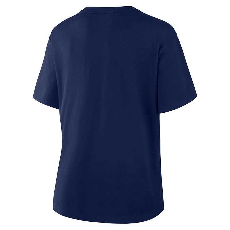 T-shirt bleu marine pour femme des Milwaukee Brewers, saison 2025 de la MLB, vestiaires