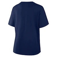T-shirt bleu marine pour femme des Milwaukee Brewers, saison 2025 de la MLB, vestiaires