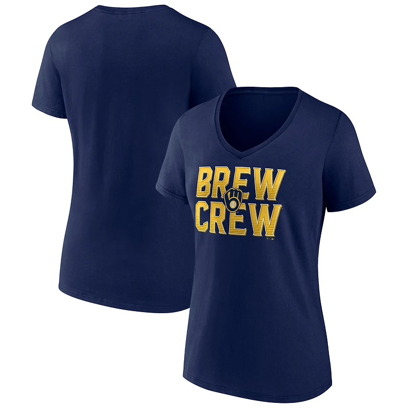T-shirt col V à imprimé Royal Milwaukee Brewers pour femme