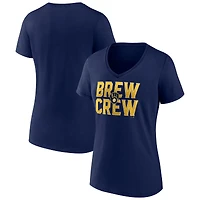 T-shirt col V à imprimé Royal Milwaukee Brewers pour femme