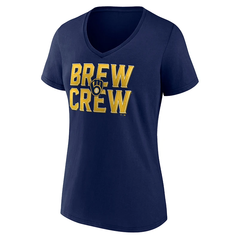 T-shirt col V à imprimé Royal Milwaukee Brewers pour femme