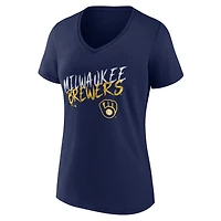 Women's Navy Milwaukee Brewers Hustle Personalized Name & Number V-Neck T-Shirt
