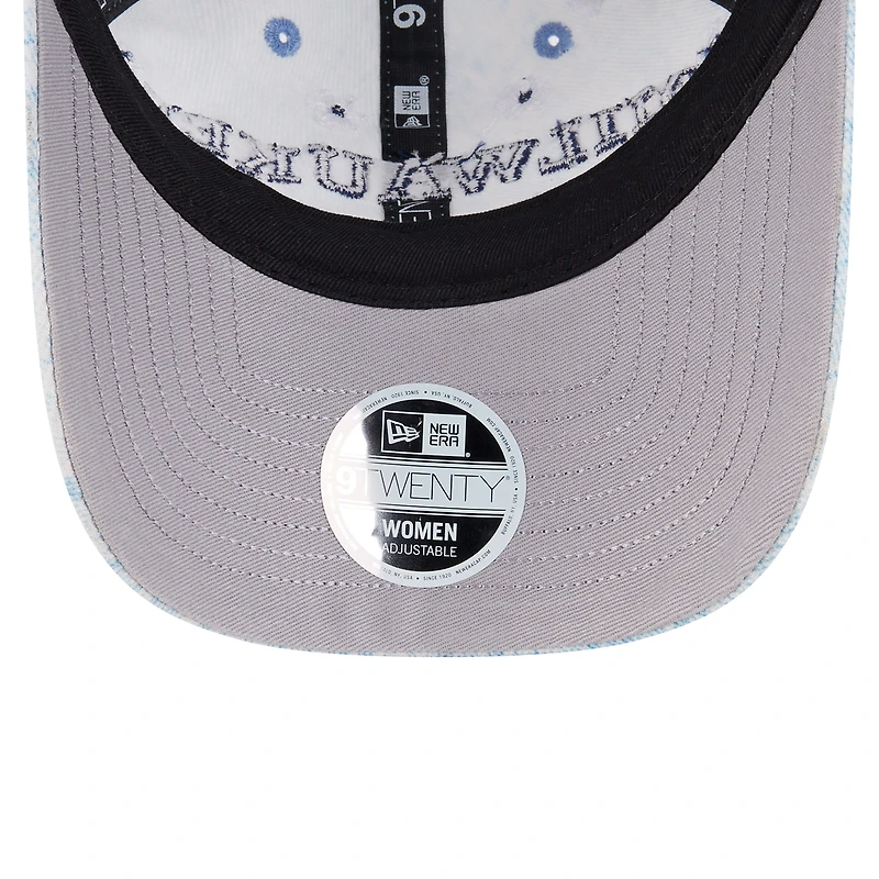 Women's New Era Light Blue Milwaukee Brewers Daisy All Over 9TWENTY Adjustable Hat