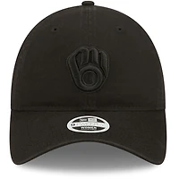 Women's New Era Milwaukee Brewers Black on Black Core Classic II 9TWENTY Adjustable Hat