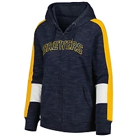 Women's New Era Navy Milwaukee Brewers Colorblock Full-Zip Hoodie