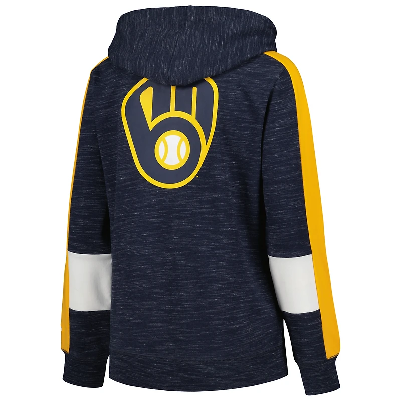 Women's New Era Navy Milwaukee Brewers Colorblock Full-Zip Hoodie