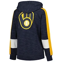 Women's New Era Navy Milwaukee Brewers Colorblock Full-Zip Hoodie