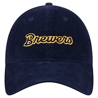 Casquette ajustable 9TWENTY en velours côtelé bleu marine Milwaukee Brewers de New Era pour femme