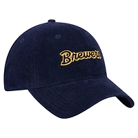 Casquette ajustable 9TWENTY en velours côtelé bleu marine Milwaukee Brewers de New Era pour femme