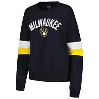 Women's New Era Navy Milwaukee Brewers Game Day Crew Pullover Sweatshirt
