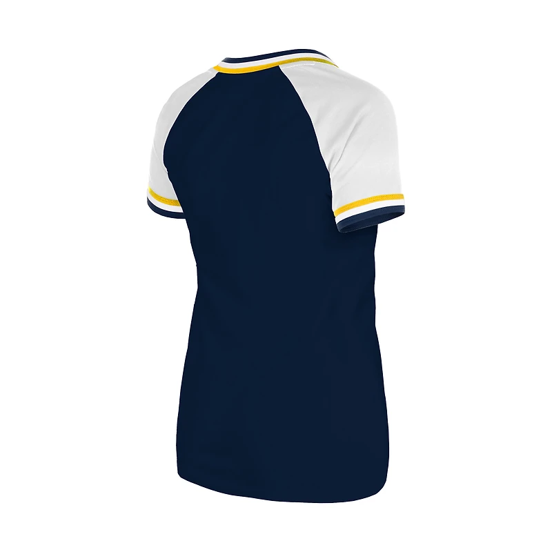 Women's New Era Navy Milwaukee Brewers Gameday Raglan V-Neck T-Shirt
