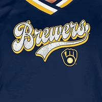 Women's New Era Navy Milwaukee Brewers Gameday Raglan V-Neck T-Shirt