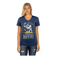 Women's New Era Navy Milwaukee Brewers Little Miss 2 V-Neck T-Shirt