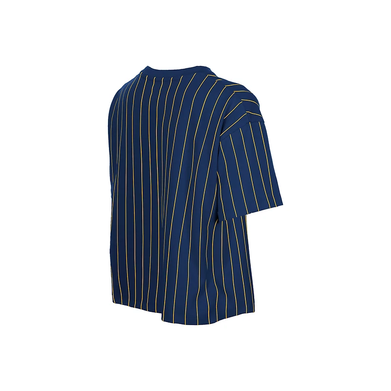 Women's New Era  Navy Milwaukee Brewers Throwback Meshback Pinstripe Boxy T-Shirt