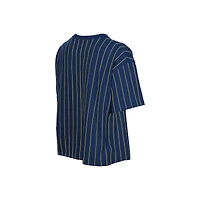 Women's New Era  Navy Milwaukee Brewers Throwback Meshback Pinstripe Boxy T-Shirt