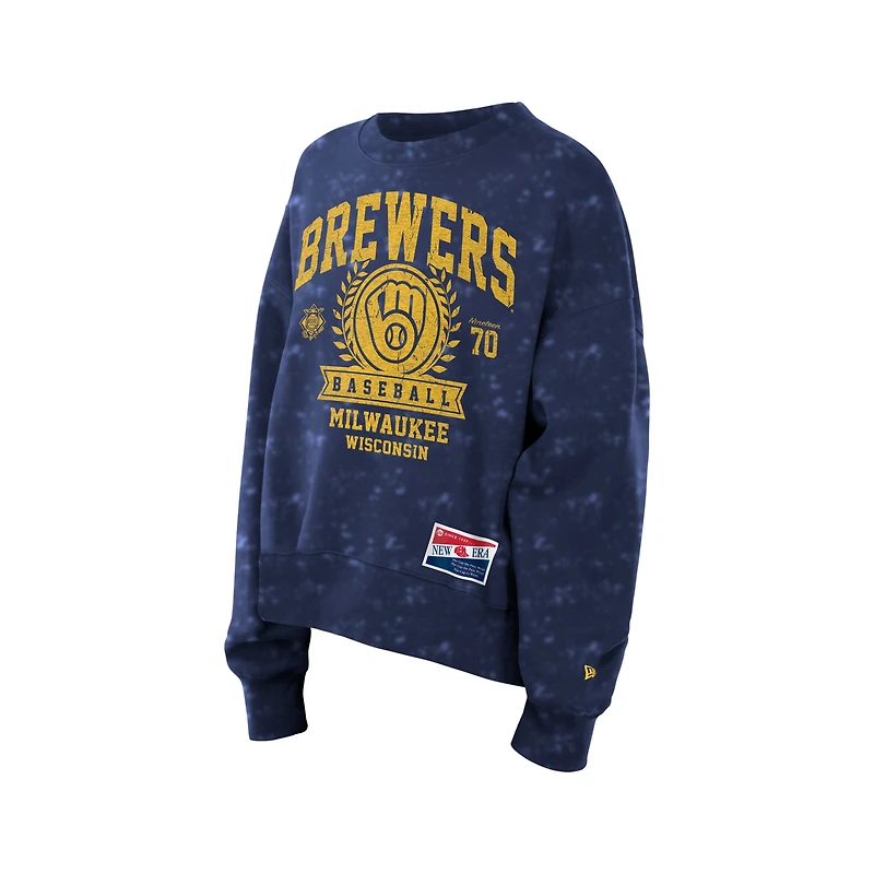 Sweat-shirt oversize New Era bleu marine pour femme, style rétro Milwaukee Brewers