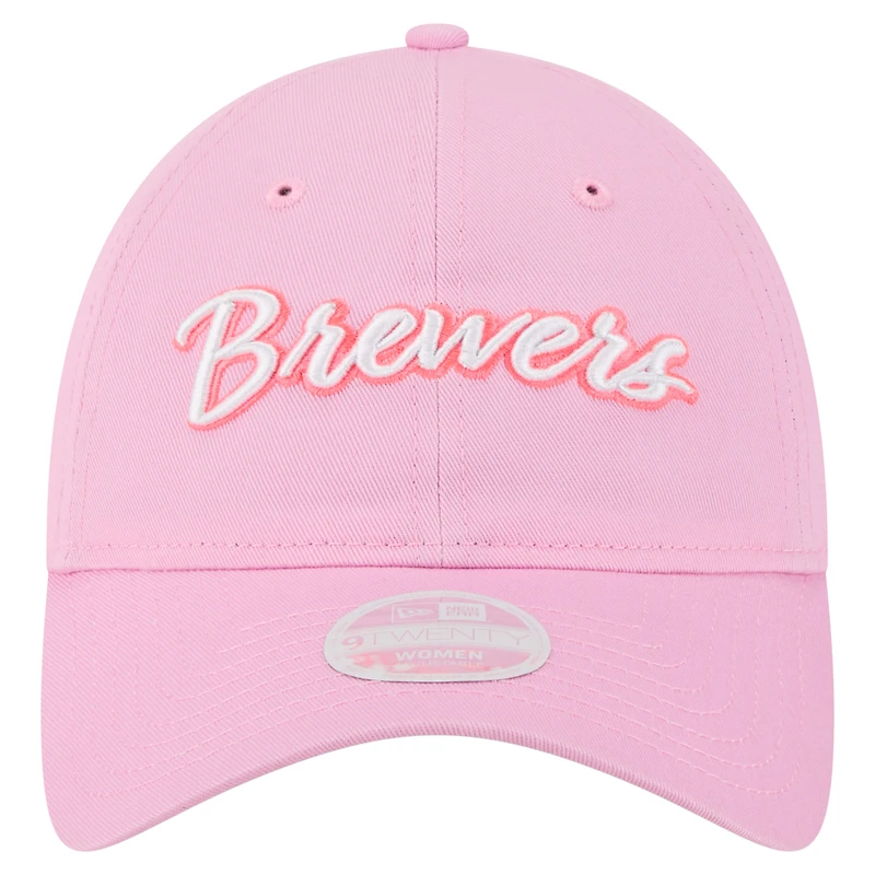 Casquette ajustable 9TWENTY rose New Era pour femme, fête des mères, des Brewers de Milwaukee