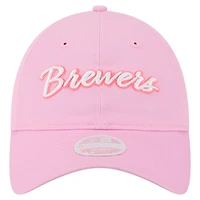 Casquette ajustable 9TWENTY rose New Era pour femme, fête des mères, des Brewers de Milwaukee
