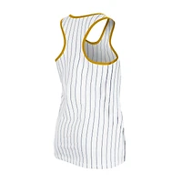 Women's New Era White Milwaukee Brewers Gameday Pinstripe Tank Top