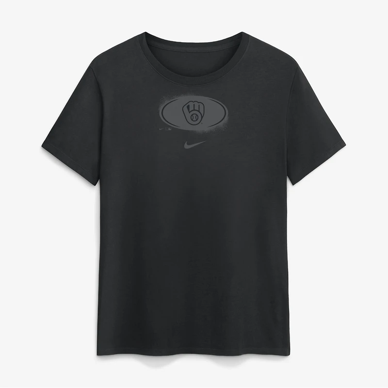 T-shirt Nike Milwaukee Brewers noir en coton pour femme