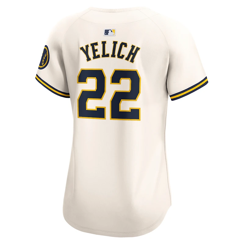 Maillot de joueur Nike Christian Yelich crème Milwaukee Brewers Home Limited pour femme
