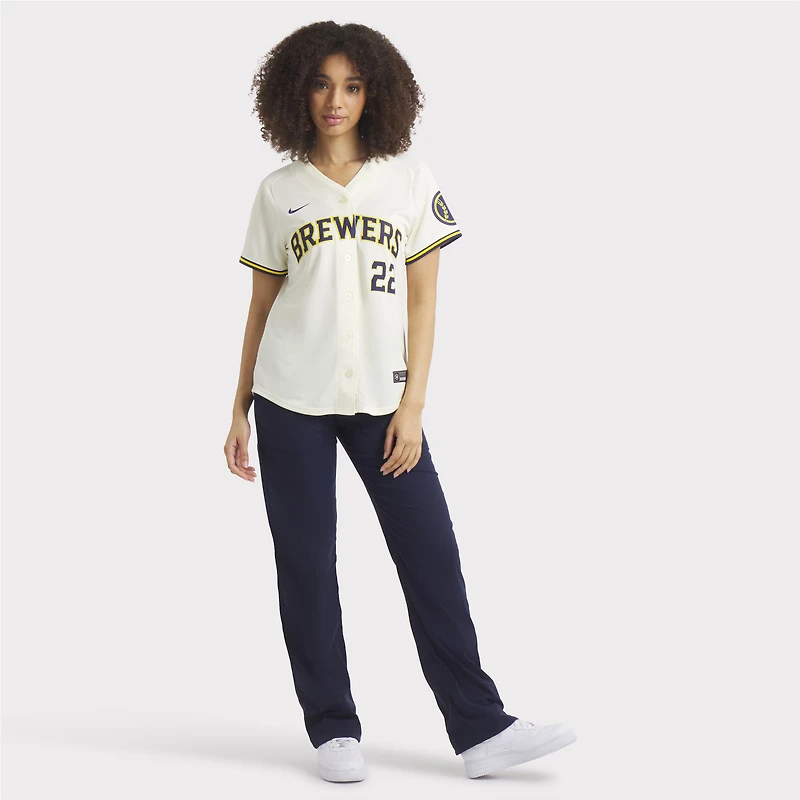 Women's Nike Christian Yelich Cream Milwaukee Brewers Home Limited Player Jersey