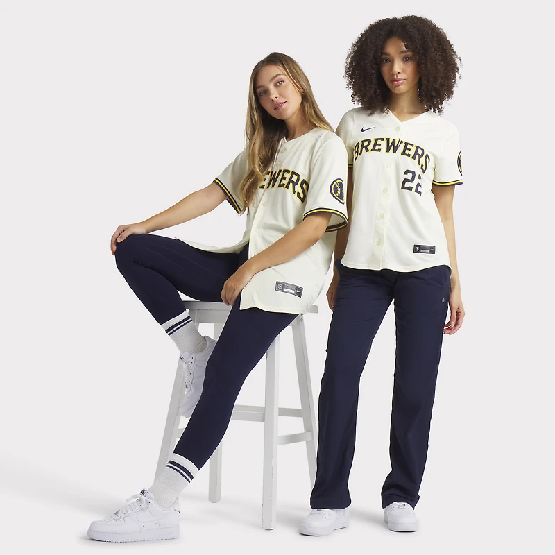 Women's Nike Christian Yelich Cream Milwaukee Brewers Home Limited Player Jersey