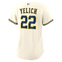 Maillot de joueur à domicile Nike Christian Yelich Cream Milwaukee Brewers pour femme