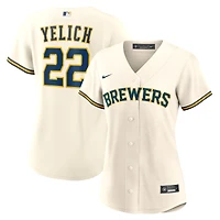 Maillot de joueur à domicile Nike Christian Yelich Cream Milwaukee Brewers pour femme