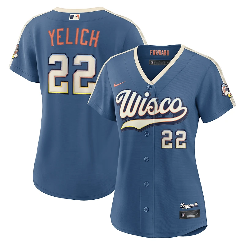 Women's Nike Christian Yelich Mineral Blue Milwaukee Brewers 2026 City Connect Stadium Jersey