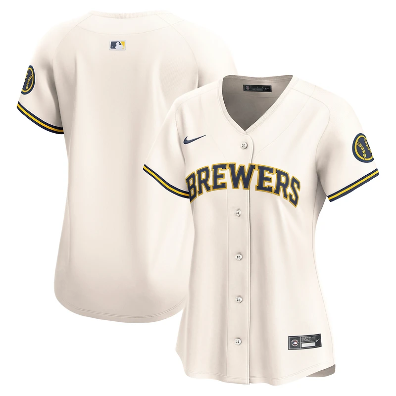 Maillot Nike crème à domicile limité Milwaukee Brewers pour femme