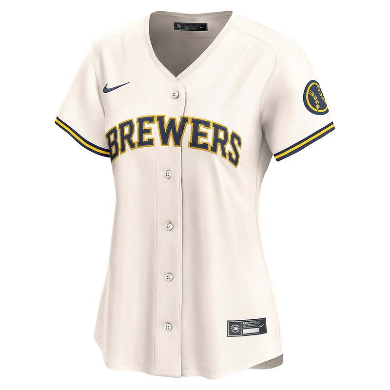 Maillot Nike crème à domicile limité Milwaukee Brewers pour femme