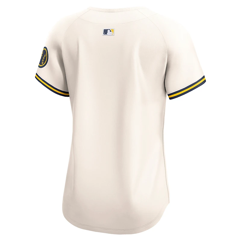 Maillot Nike crème à domicile limité Milwaukee Brewers pour femme