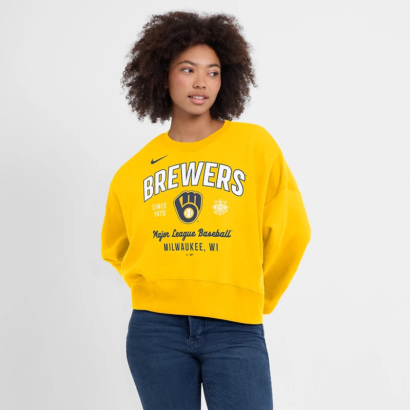 Sweat-shirt Nike Gold à manches longues pour femme des Milwaukee Brewers