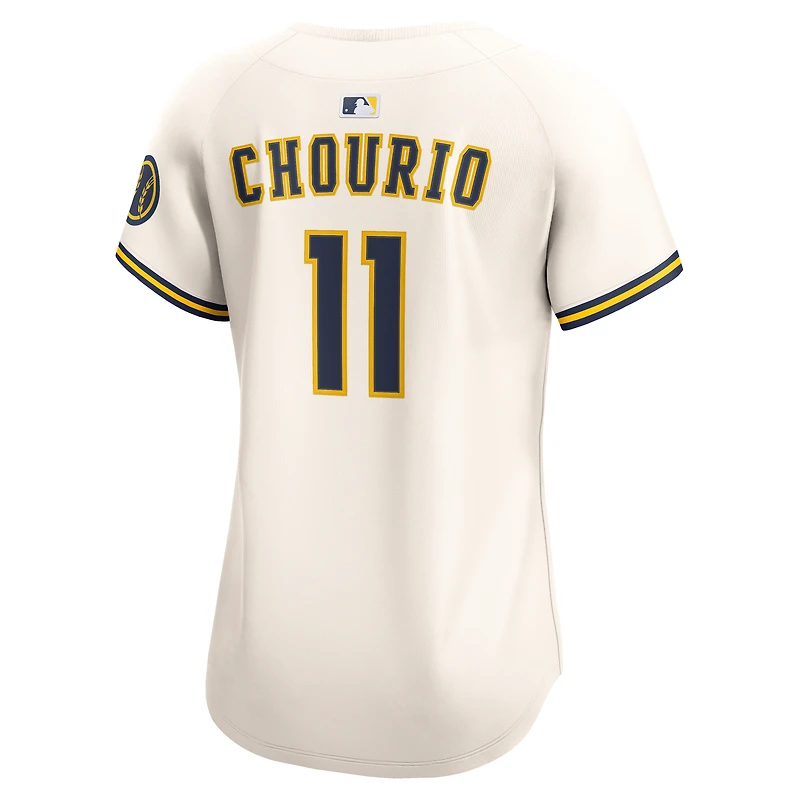 Maillot Nike Jackson Chourio crème pour femme des Milwaukee Brewers, édition limitée à domicile