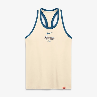 Débardeur dos nageur Nike Natural Milwaukee Brewers 2026 City Connect Script Tri-Blend pour femme