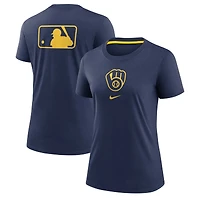 T-shirt Nike bleu marine pour femme Milwaukee Brewers Authentic Collection Early Work Tri-Blend
