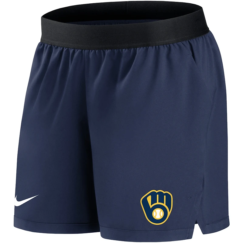 Women's Nike Navy Milwaukee Brewers Authentic Collection Flex Vent Max Performance Shorts