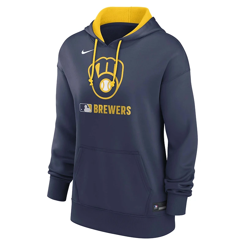 Women's Nike Navy Milwaukee Brewers Authentic Collection Therma Hoodie