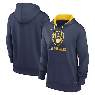 Women's Nike Navy Milwaukee Brewers Authentic Collection Therma Hoodie