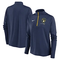 Haut pour femme Nike Milwaukee Brewers Pacer Quarter-Zip - Bleu marine