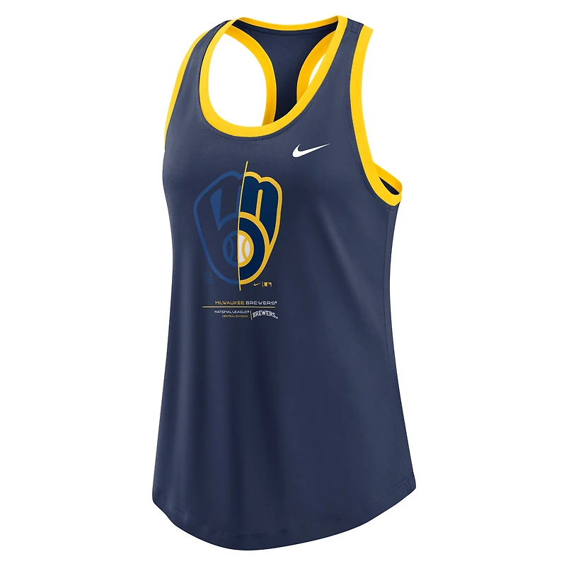Débardeur Nike bleu marine Tech Tri-Blend pour femme des Milwaukee Brewers
