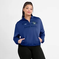 Sweat-shirt semi-court à demi-zip et ourlet bulle Nike Royal Milwaukee Brewers Rewind Splice pour femme
